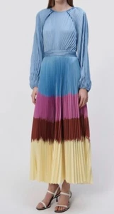 Jonathan Simkhai Sz 2 Dress Suzie Pleated Dip Dye Long Sleeve Midi Hydrangea New - Picture 1 of 6