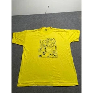 VTG 90s Best Fruit of the Loom I-Con Security Anime Graphic T-Shirt Yellow XL - Picture 1 of 6
