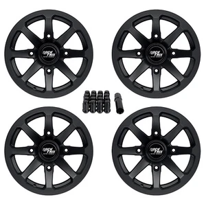 (4) 14" RockTrix RT102 ATV UTV 4x137 4/137 Wheels, 14x7 5+2 offset, 10x1.25 Nuts - Picture 1 of 8