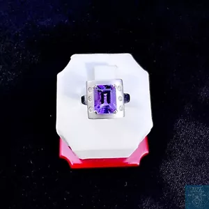 Amethyst & Diamond Ring (14k White Gold) - Picture 1 of 5