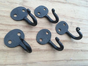 SET OF 5 (40mm) Bean End Old Hand forged black keys robe jewellery hanging hook - Picture 1 of 1