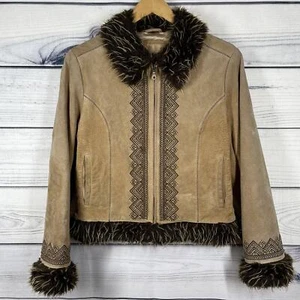Weatherproof Garment Company Suede Penny Lane Faux Fur Tan Jacket - Picture 1 of 11