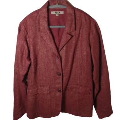 Flax Women's 100% linen burgundy blazer, lagenlook, size M - Image 1 of 4