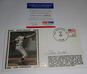 STEVE CARLTON  Signed  First Day Cover 4,000 Strike Outs PSA/DNA COA - Picture 1 of 2
