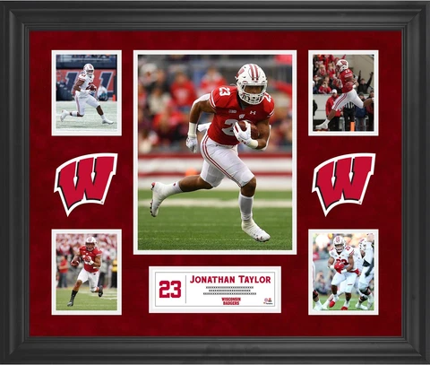 Jonathan Taylor Wisconsin Badgers Framed 23" x 27" 5-Photo Collage Cover