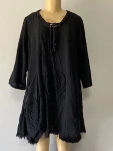OH MY GASA MUJER ALGODÓN NEGRO VESTIDO TALLA 2 - Imagen 1 de 8