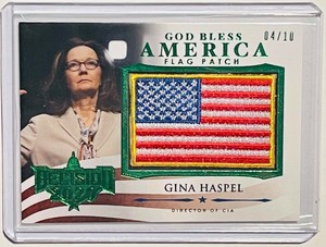 GINA HASPEL 2020 LEAF #/d 04/10 DECISION FLAG PATCH GREEN FOIL CARD CIA DIRECTOR