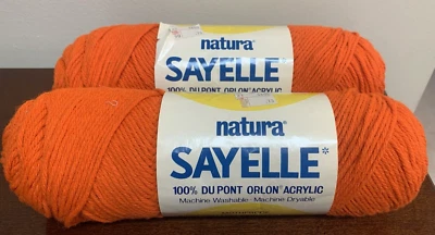Lot of 2 Natura Sayelle Yarn Orange #112 4 Ply Worsted Acrylic Vintage - Image 1 of 3