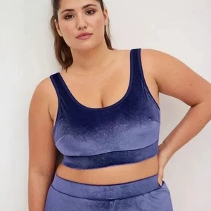 Torrid Curve Bra Womens size 4X Blue Velour Velvet Lined Bralette Wireless NEW - Picture 1 of 10