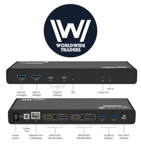 Universal USB-C Laptop Docking Station | Dual 5K/4K Monitors, 65W Charging,6 USB - Picture 1 of 13