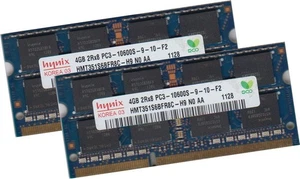 Hynix 8Gb 2x 4Gb SoDimm 1333Mhz Ram Speicher HMT351S6BFR8C Pc-10600s DDR3 204PIN - Bild 1 von 1