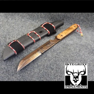 integrity implements Sakura Bold 5160 tanto style knife with cherry wood scales - Image 1 of 4