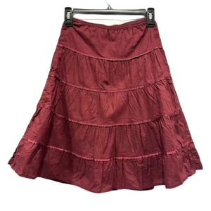 Vintage Justice Rock Mädchen 10 Midi Stufen Gummibund fließend burgund Baumwolle - Bild 1 von 6