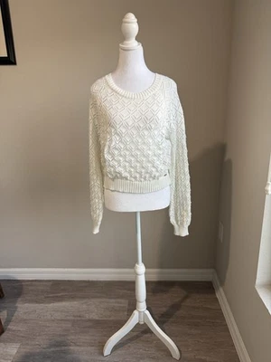 Volcom women’s white crewneck longleeve cropped sweater  - Image 1 of 4