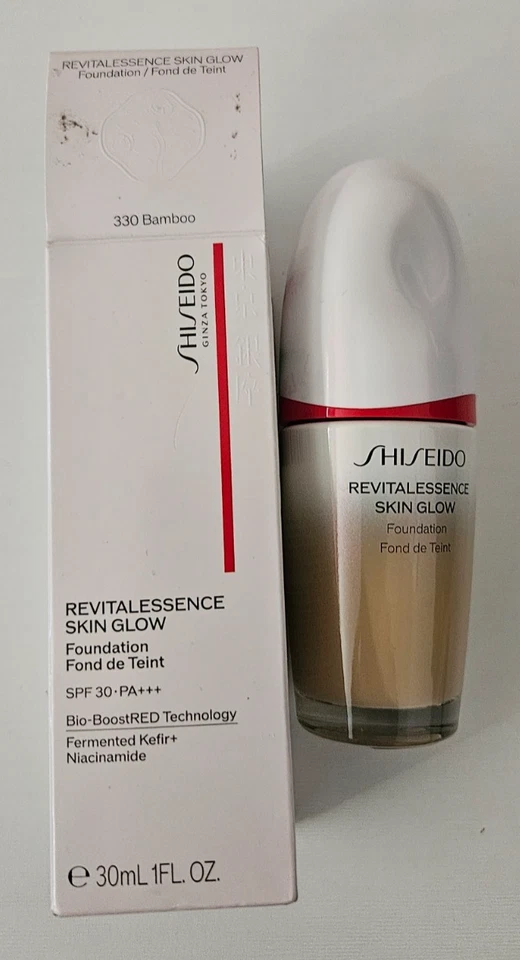 Base Shiseido Revitalessence Skin Glow FPS 30 # 330 bambú 30 ml/1 oz nueva en caja Foto 1 de 1