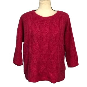 Suéter para mujer Loft tejido con cable cuello redondo XS rosa fucsia pulóver mangas 3/4 - Imagen 1 de 6