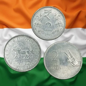 Lot of 3 India 2 Rupees Coins - 2009, 2010 & 2012 - Combined Ship - Picture 1 of 2