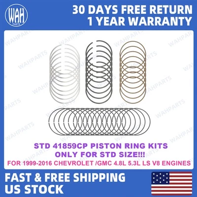 For 1999-2016 Chevrolet GMC 4.8L 5.3L LS Engines STD Piston Ring Set 41859CP Foto 1 de 4