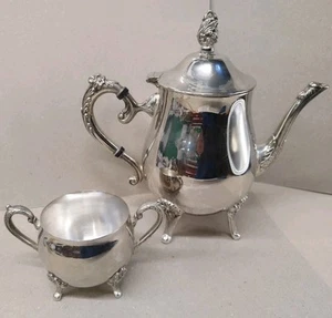 2 tlg. Set Teekanne Zuckerdose versilbert  Vintage Antik Design Gebraucht  - Bild 1 von 5