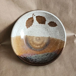 Vintage Artist Signed HIAN Art Pottery Bowl Leafs Brown's Hand Painted  - Picture 1 of 18