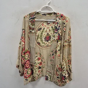 One Hundred Stars Short Kimono Passion Flower Oriental Japan Boho One Size #2 - Picture 1 of 7