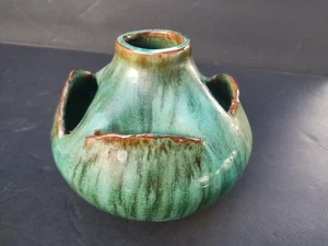 JB Cole Pottery Vintage Lotus Flower Planter Malachite Green Glaze - Picture 1 of 11