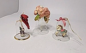 Crystal Bell Hand Painted Porcelain Carrousel Horse Ornament VTG +2 More Bells - Picture 1 of 16