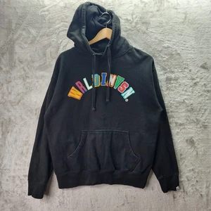 WRLDINVSN Hoodie Medium Black Multicolor Logo Pullover Streetwear WV Tag Cotton - Picture 1 of 11