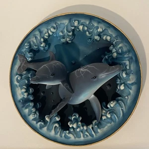 RARE VINTAGE Amy and Addy Co. 3D Dolphin Decorative Plate 1991 - Picture 1 of 6