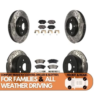 Disc Brake Rotors Drilled and Pads Kit 2014-15 Lexus IS250 OE73VM Front Rear - Picture 1 of 19