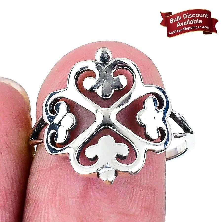Natural Traditional Look 925 Silver Engagement Elegant Cluster Anniversary Ring Foto 1 de 1