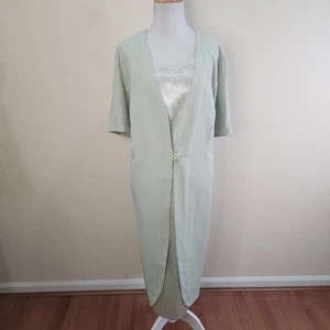 Vintage Perceptions by Irene B Womens Short Sleeve Green Sheath Dress Layered 18 - Picture 1 of 9