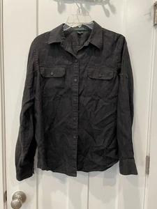 Camisa negra lavada con botones Ralph Lauren 100 % lino talla 10 - Imagen 1 de 6