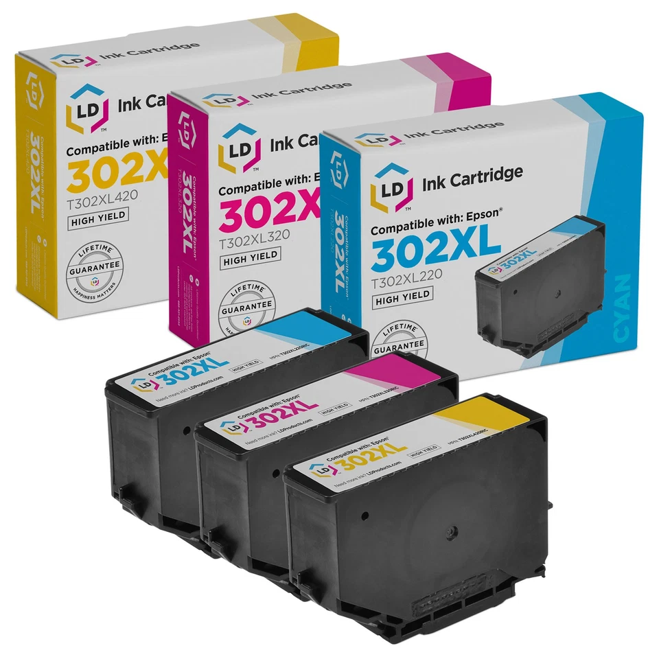 LD Reman Epson 302XL 302 XL HY Ink CMY Color Set for Expression Premium XP-6000 - Image 1 of 4