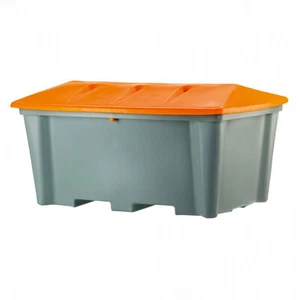 Streugutbehälter Streugutbox Streugutkiste eckig 500 l grau orange m. Deckel - Bild 1 von 4