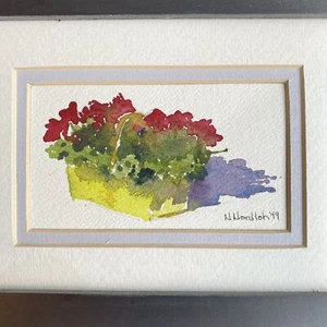 Original Watercolor Painting Flower Basket Nancy Nordloh Neville 1999 Cincinnati - Picture 1 of 12
