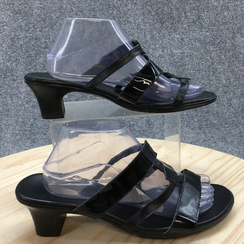 Munro American Sandals Womens 10.5 WW Karen Scott Slides Black Leather Heels - Image 1 of 4