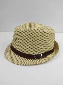 Children Jazz Hat Kids Straw Fedora Hat Short Brim Beach Sun Hat Cap 2-7 years - Picture 1 of 6