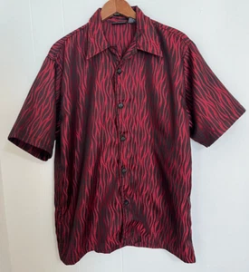 Vtg 90s Hoax Original Flame Lounge Button Up Shirt Mens M Y2K Rockabilly Raver - Picture 1 of 8