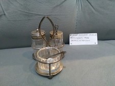 Set cruet tre pezzi argento sterling ART DECO con marchio Birmingham 1935.