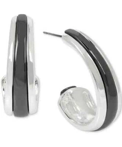 Robert Lee Morris Soho Medium Two-Tone Sculptural Open Hoop Earrings 1-1/4" - Picture 1 of 13