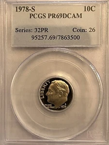 1978S PCGS PR 69 DCAM Dime Series 32PR coin 26 - Picture 1 of 5
