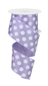 Polka Dot Wired Edge Ribbon, 2.5" x 10 Yards (Lavender Purple, White) - RG158813 - Picture 1 of 1