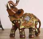 (wood Grain Large)1x Elephant Statue Ornament Resin Figurine Lucky Wealth 2024
