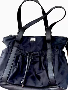$795 Burberry Janson Jacquard Satin Supernova Black Nylon/Leather Tote Purse Bag - Picture 1 of 11