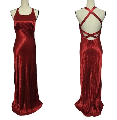 Винтажный 90-х Rampage красный атласное платье шелковистый макси платье y2k женщин 9 официальный выпускного  - Изображение 1 из 4