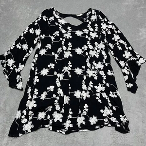 Vestido Altard State para mujer mediano floral negro blanco bordado manga campana - Imagen 1 de 8
