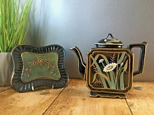 SUPERB AESTHETIC MOVEMENT JACKFIELD BURGESS & LEIGH DAISY SQUARE KETTLE TEAPOT - Picture 1 of 12