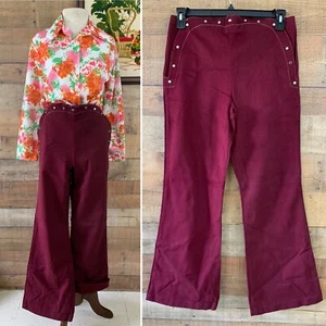 Vintage 1960’s MOD Studded Flare Leg Twill Back Zipper Pants - Picture 1 of 8