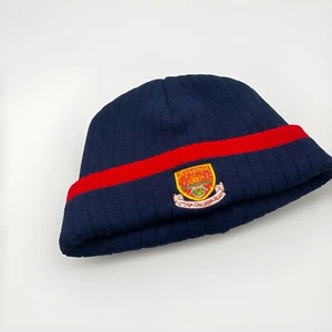 Original 90s Arsenal Soccer Embroidered Navy Woolen Beanie Hat Official Vintage - Bild 1 von 3